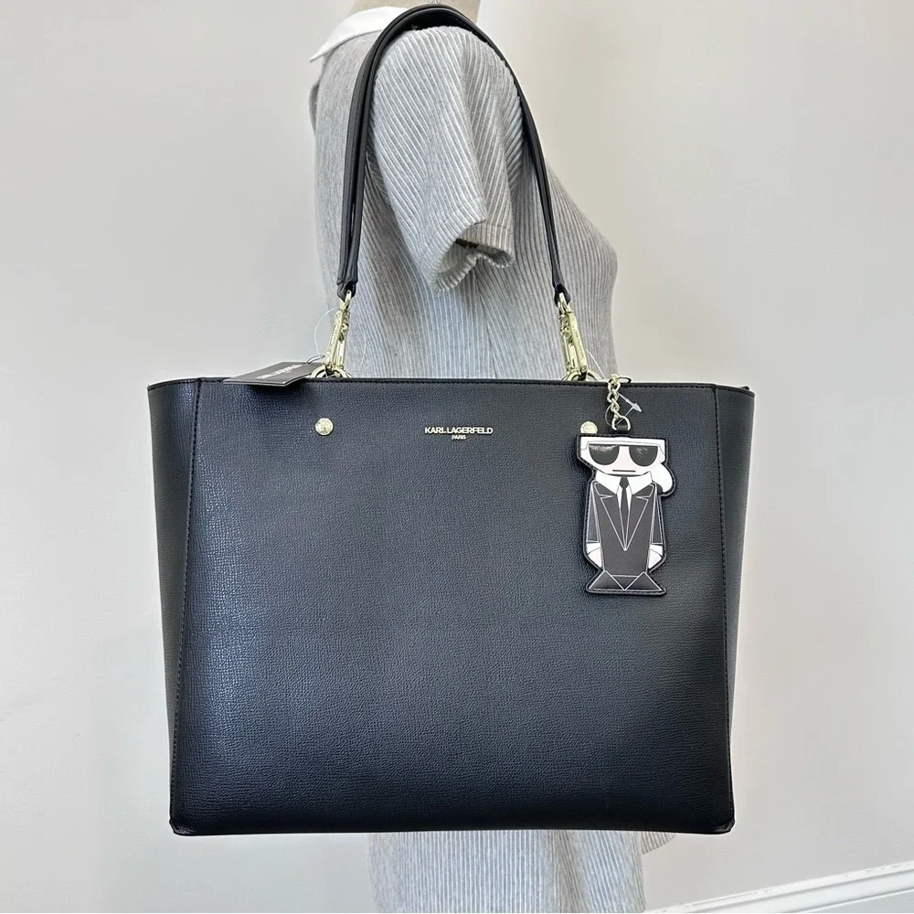 NEW Karl Lagerfeld Paris Adele Tote Carryall Bag in Black